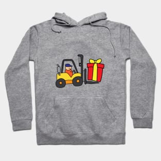 cute forklift lifting a giant box gift Hoodie